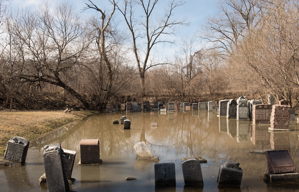 flooded tombstones